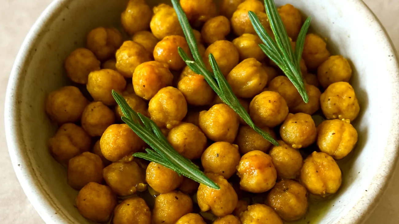Geröstete Kichererbsen mit Kurkuma und Rosmarinöl"