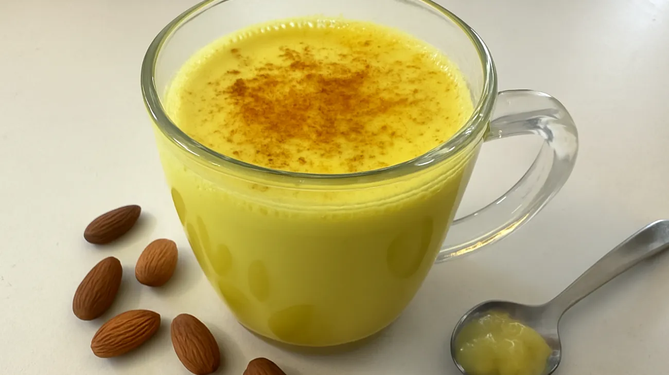 Goldene Milch mit Ghee und Mandeln (Haldi Doodh)"