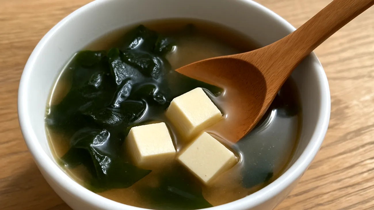 Miso-Suppe mit Wakame-Algen und Tofu"